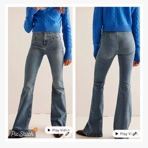 We The Free Jayde High Rise Flare Leg Jeans Mermaid Blue